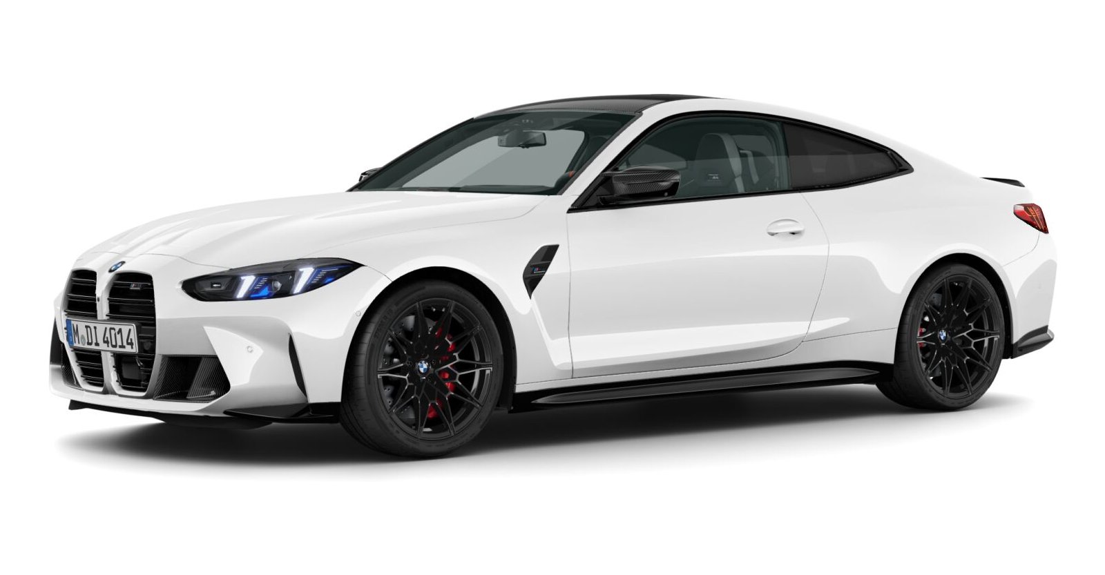 BMW M4 Competition Coupé mit M xDrive in Weiß von vorne BMW M4 Competition Coupé mit M xDrive in Weiß von vorne