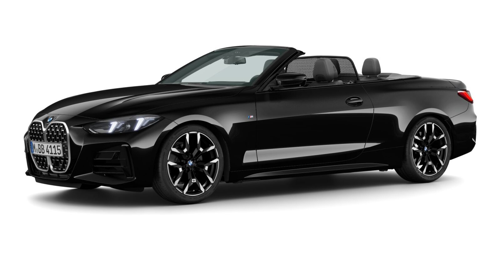 BMW 420i Cabrio in Schwarz von vorne BMW 420i Cabrio in Schwarz von vorne