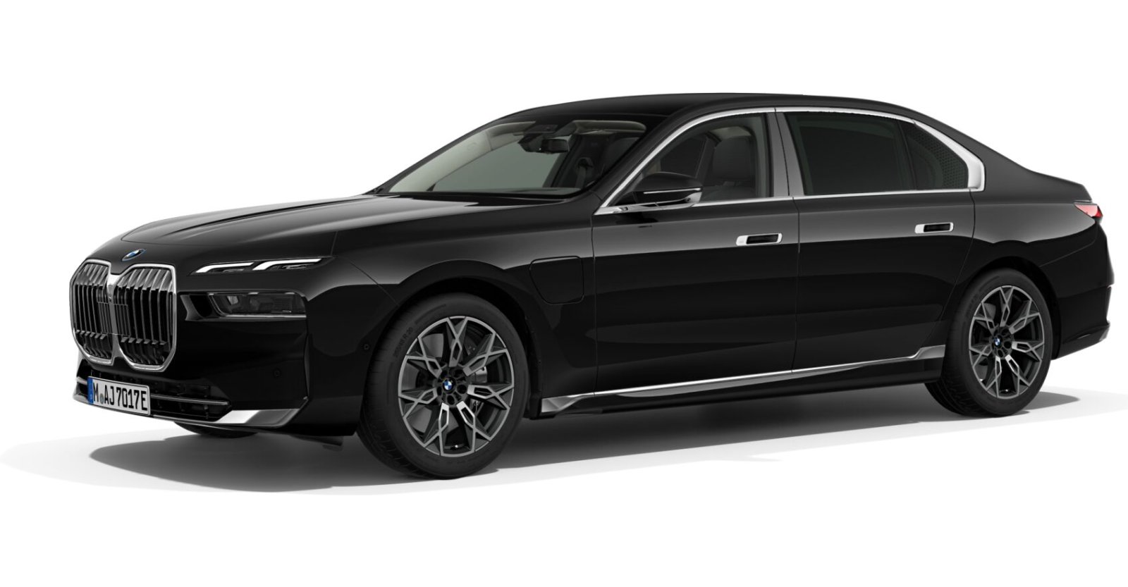 BMW 750e xDrive Limousine in Schwarz von vorne