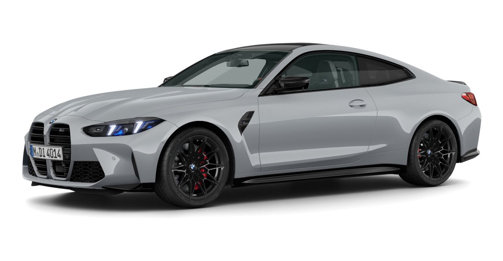BMW M4 Competition Coupé mit M xDrive in Grau von vorne BMW M4 Competition Coupé mit M xDrive in Grau von vorne