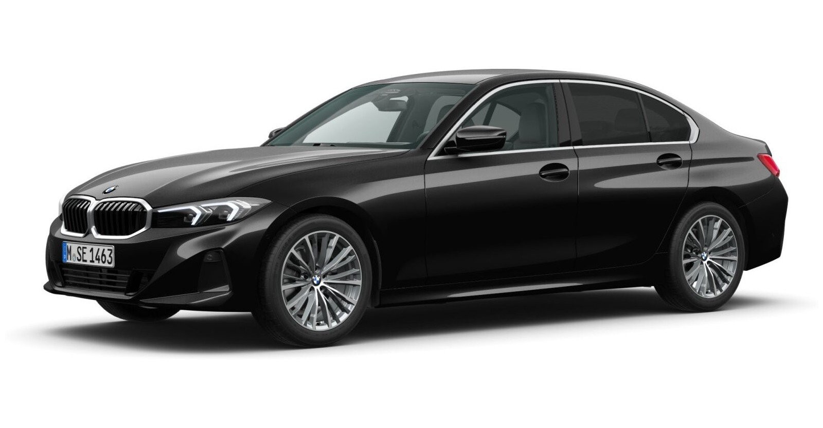 BMW 320i Limousine in Schwarz von vorne BMW 320i Limousine in Schwarz von vorne