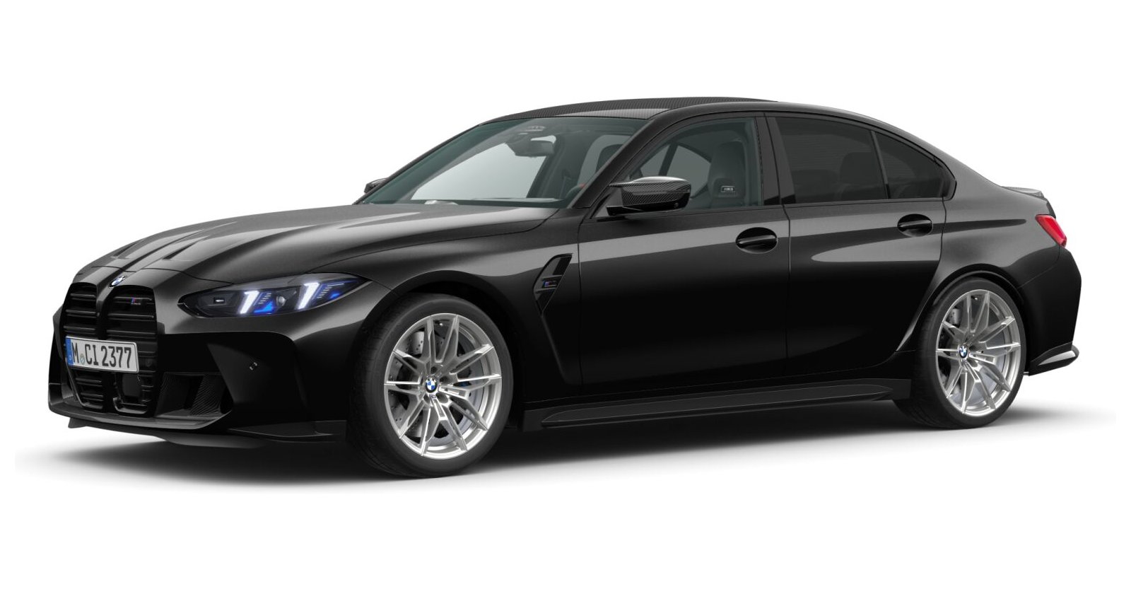 BMW M3 Competition Limousine mit M xDrive in Schwarz von vorne BMW M3 Competition Limousine mit M xDrive in Schwarz von vorne