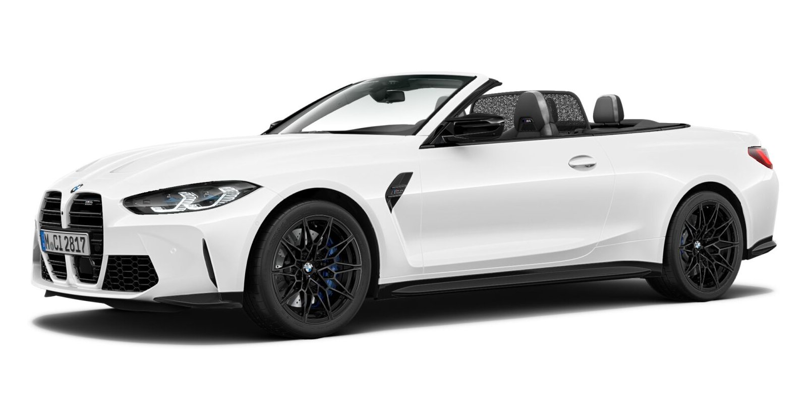 BMW M4 Cabrio Competition mit M xDrive in Weiß von vorne BMW M4 Cabrio Competition mit M xDrive in Weiß von vorne