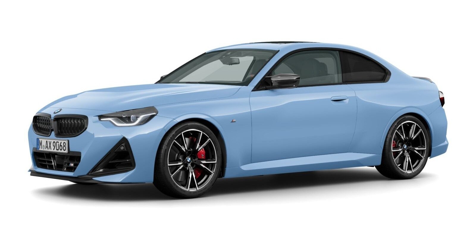 BMW M240i xDrive Coupe in Blau von vorne BMW M240i xDrive Coupe in Blau von vorne