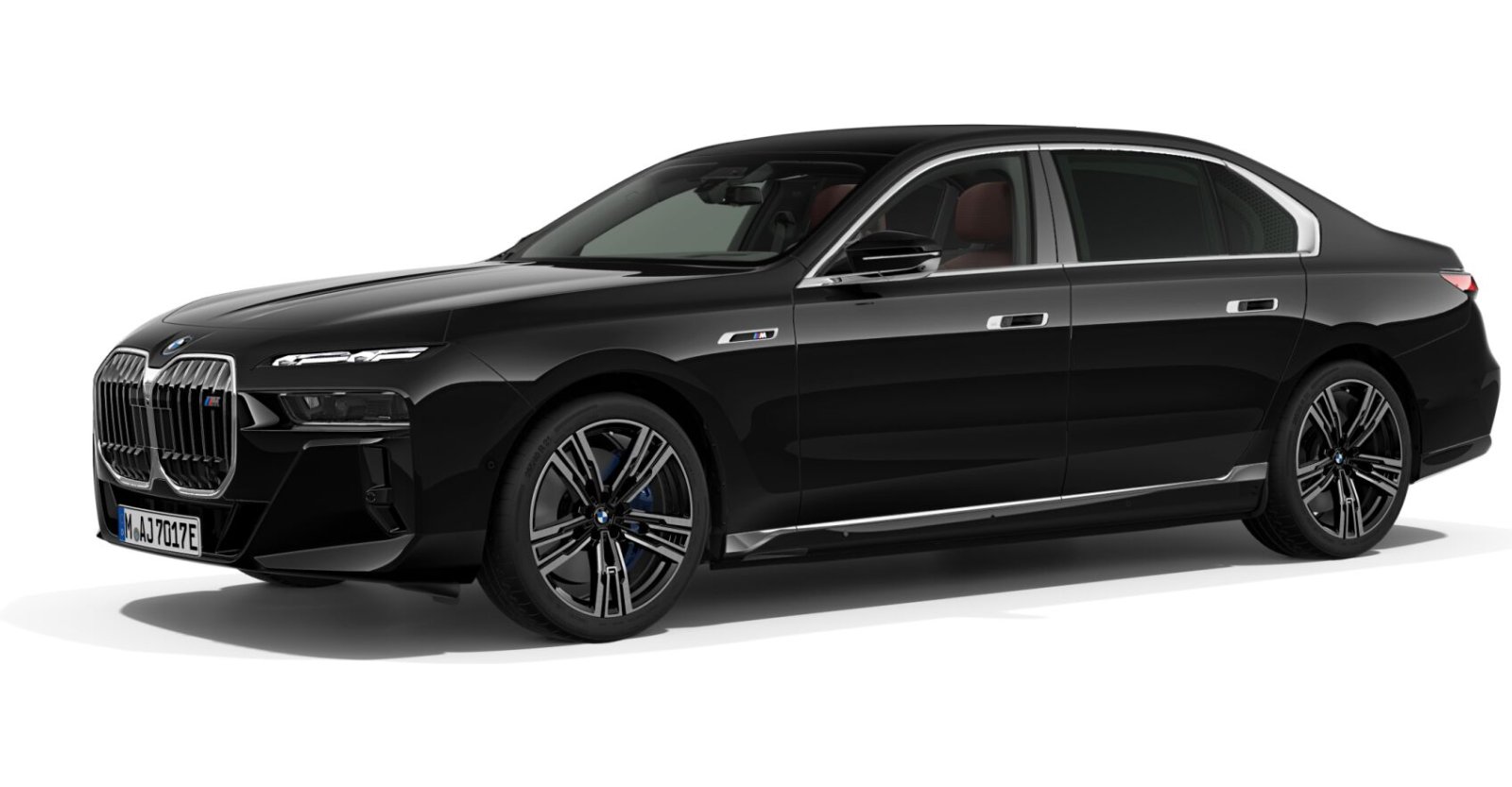BMW i7 M70 xDrive Limousine in Schwarz von vorne BMW i7 M70 xDrive Limousine in Schwarz von vorne