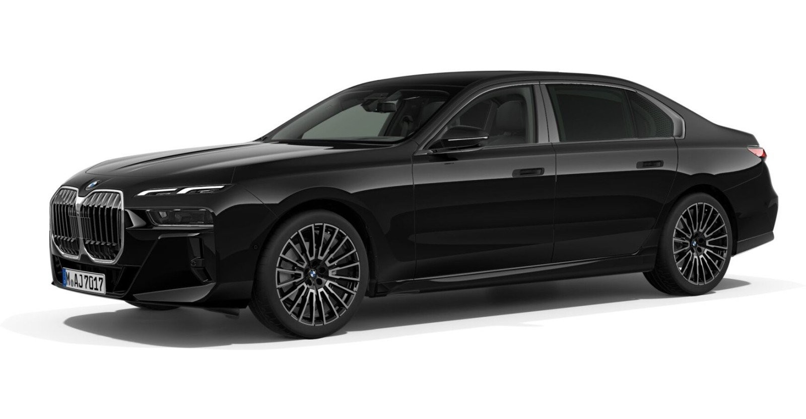 BMW 740d xDrive Limousine in Schwarz von vorne