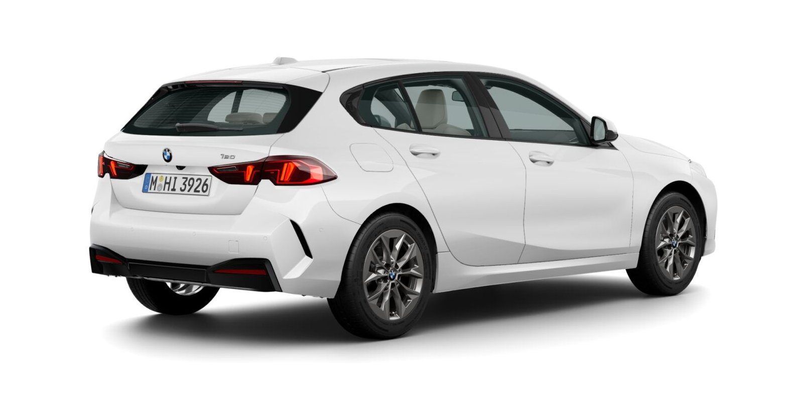 BMW BMW 1er in Weiß von hinten BMW BMW 1er in Weiß von hinten