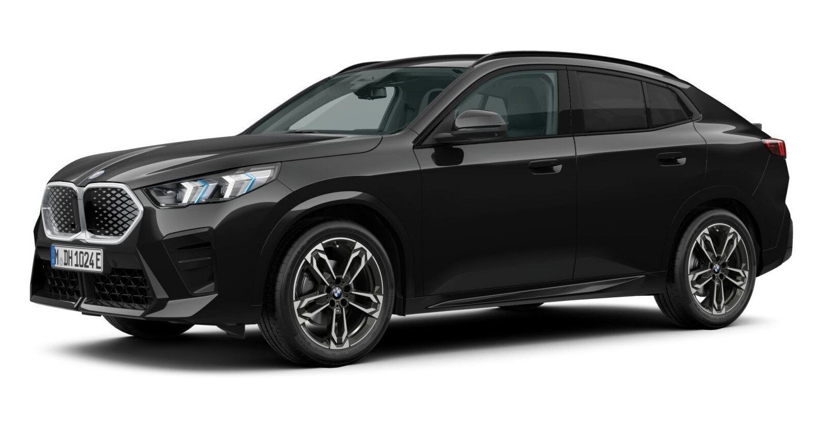 BMW iX2 eDrive20 in Schwarz von vorne BMW iX2 eDrive20 in Schwarz von vorne