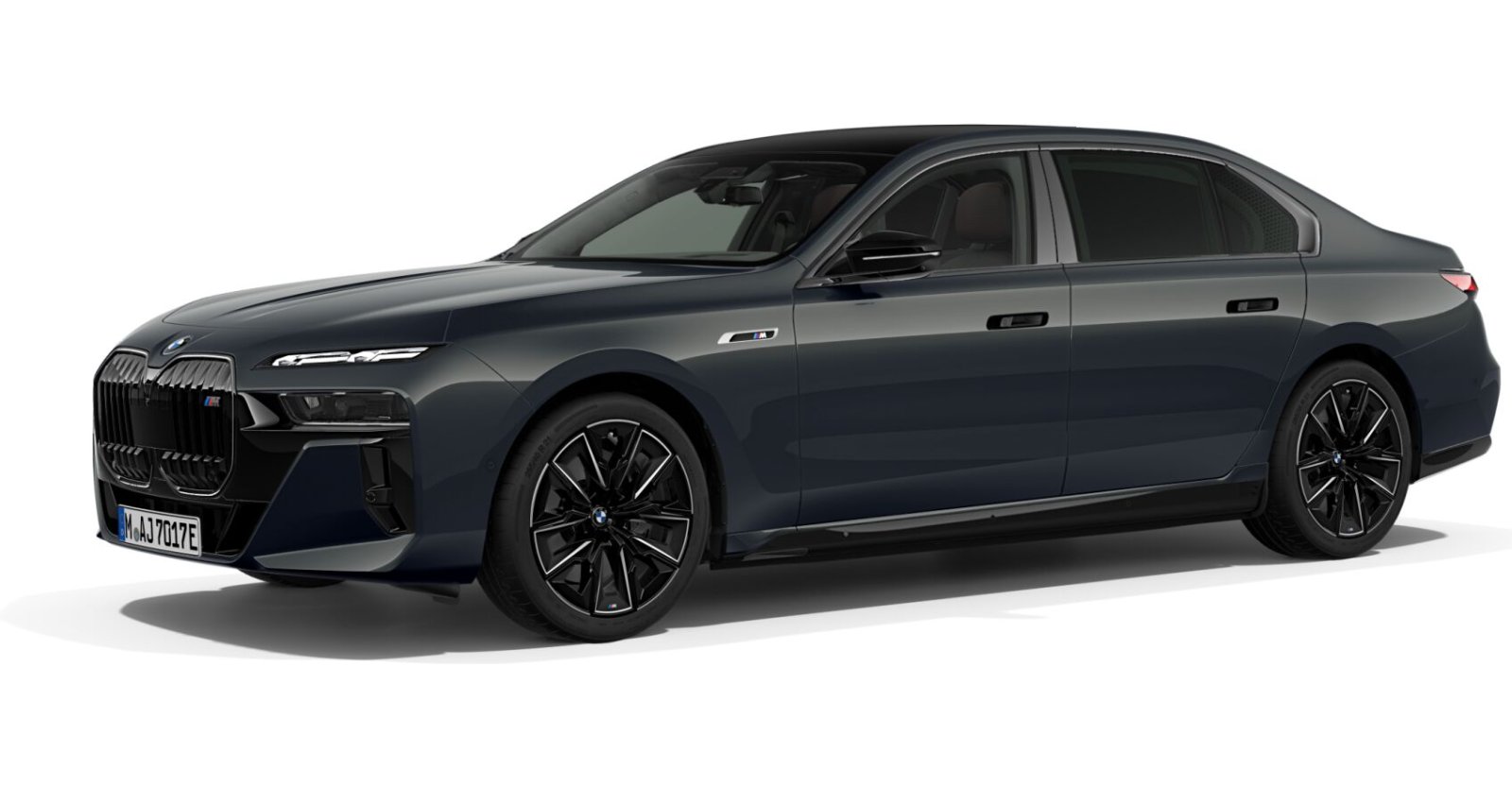 BMW i7 M70 xDrive Limousine in Grau von vorne