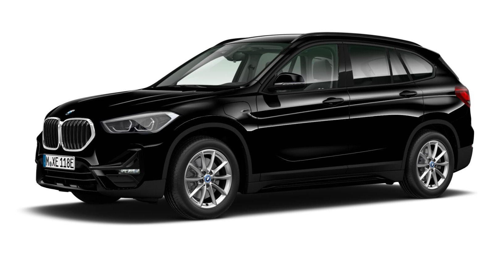 BMW X1 xDrive25e in Schwarz von vorne BMW X1 xDrive25e in Schwarz von vorne