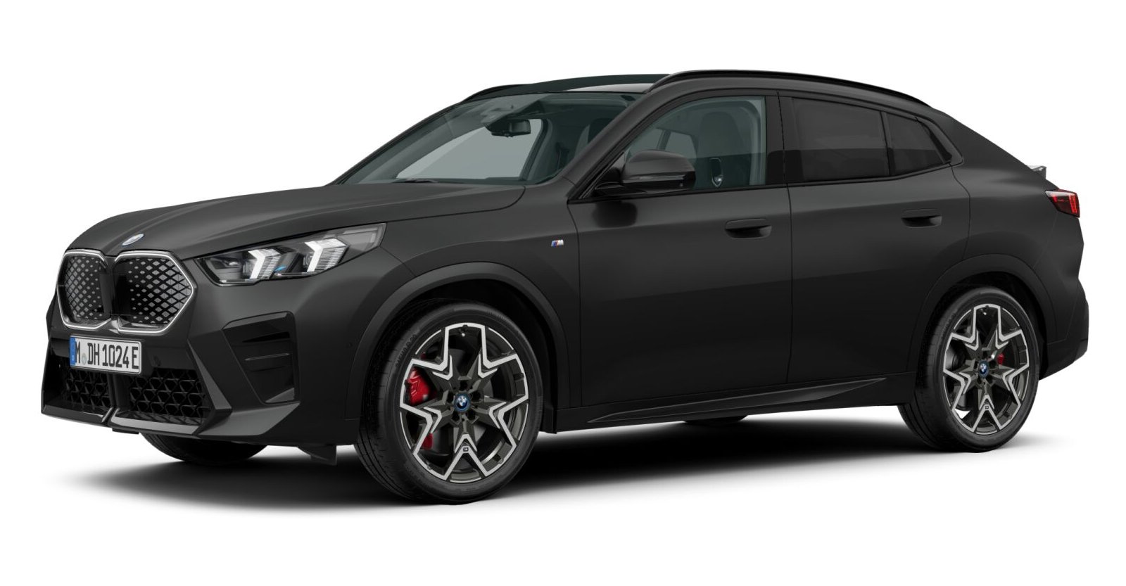 BMW iX2 xDrive30 in Schwarz von vorne BMW iX2 xDrive30 in Schwarz von vorne