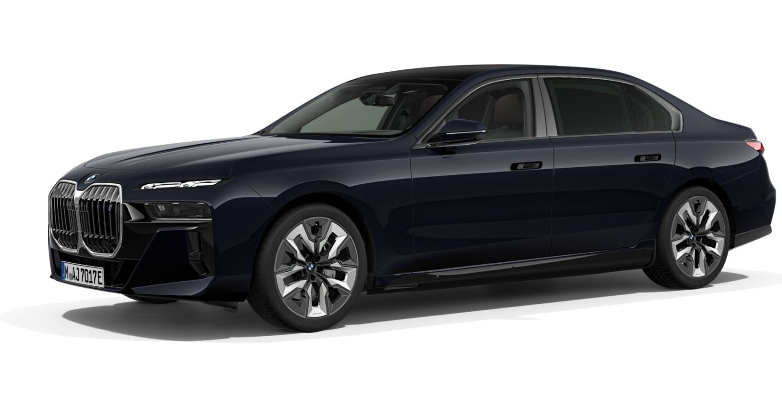 BMW i7 xDrive60 Limousine in Schwarz von vorne