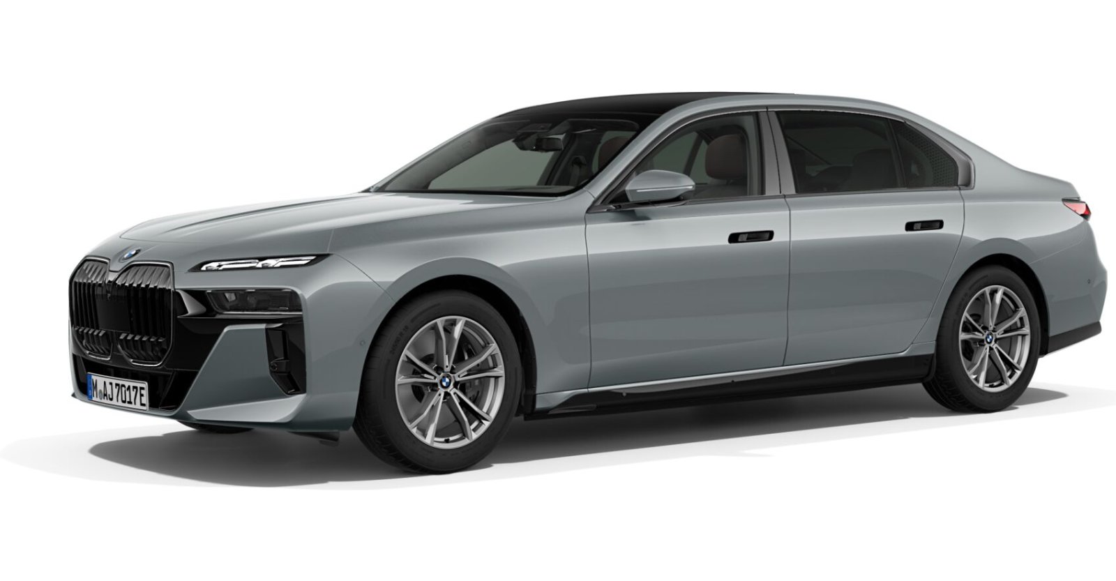 BMW i7 xDrive60 Limousine in Grau von vorne BMW i7 xDrive60 Limousine in Grau von vorne