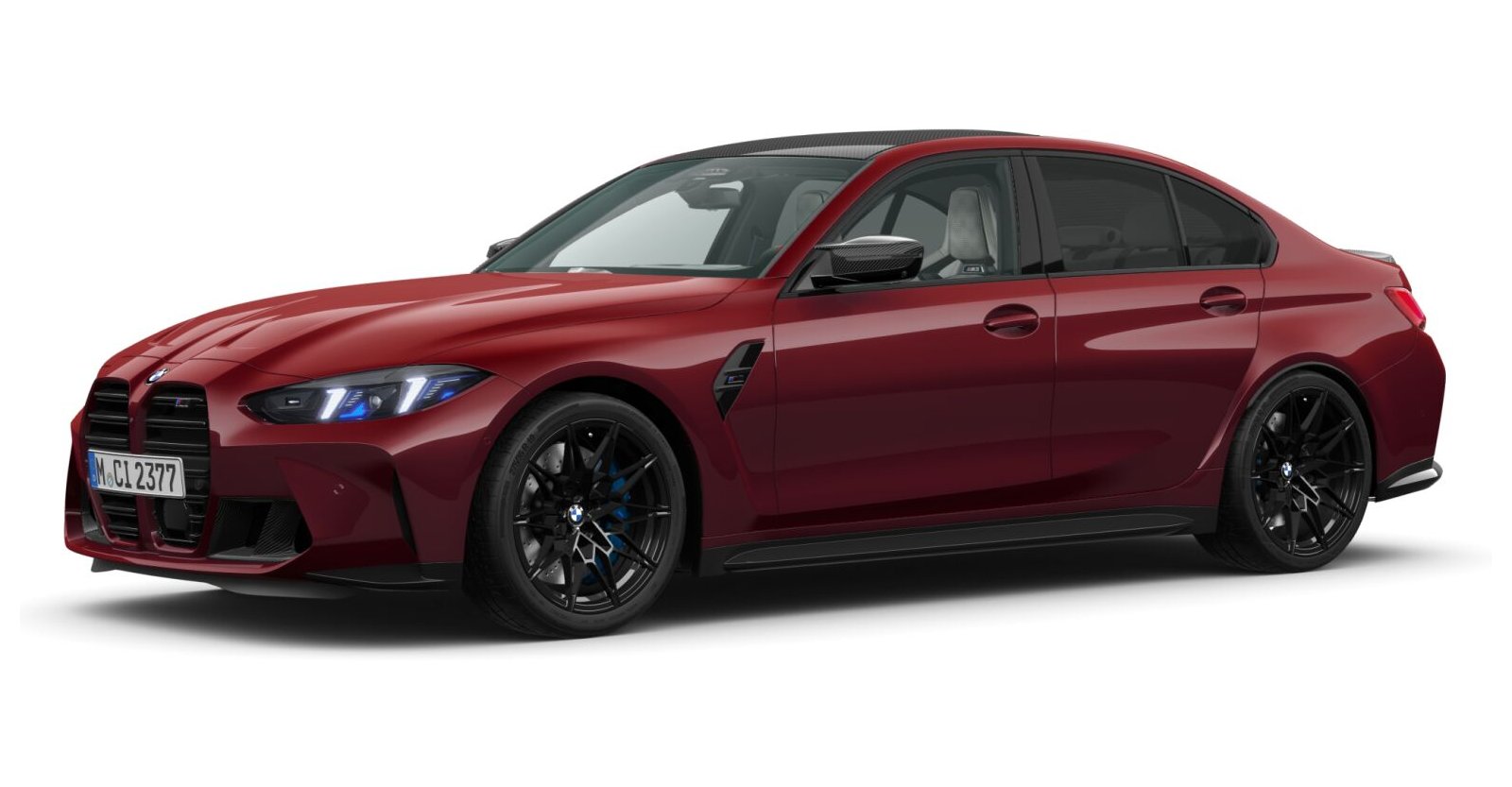 BMW M3 Competition Limousine mit M xDrive in Rot von vorne BMW M3 Competition Limousine mit M xDrive in Rot von vorne