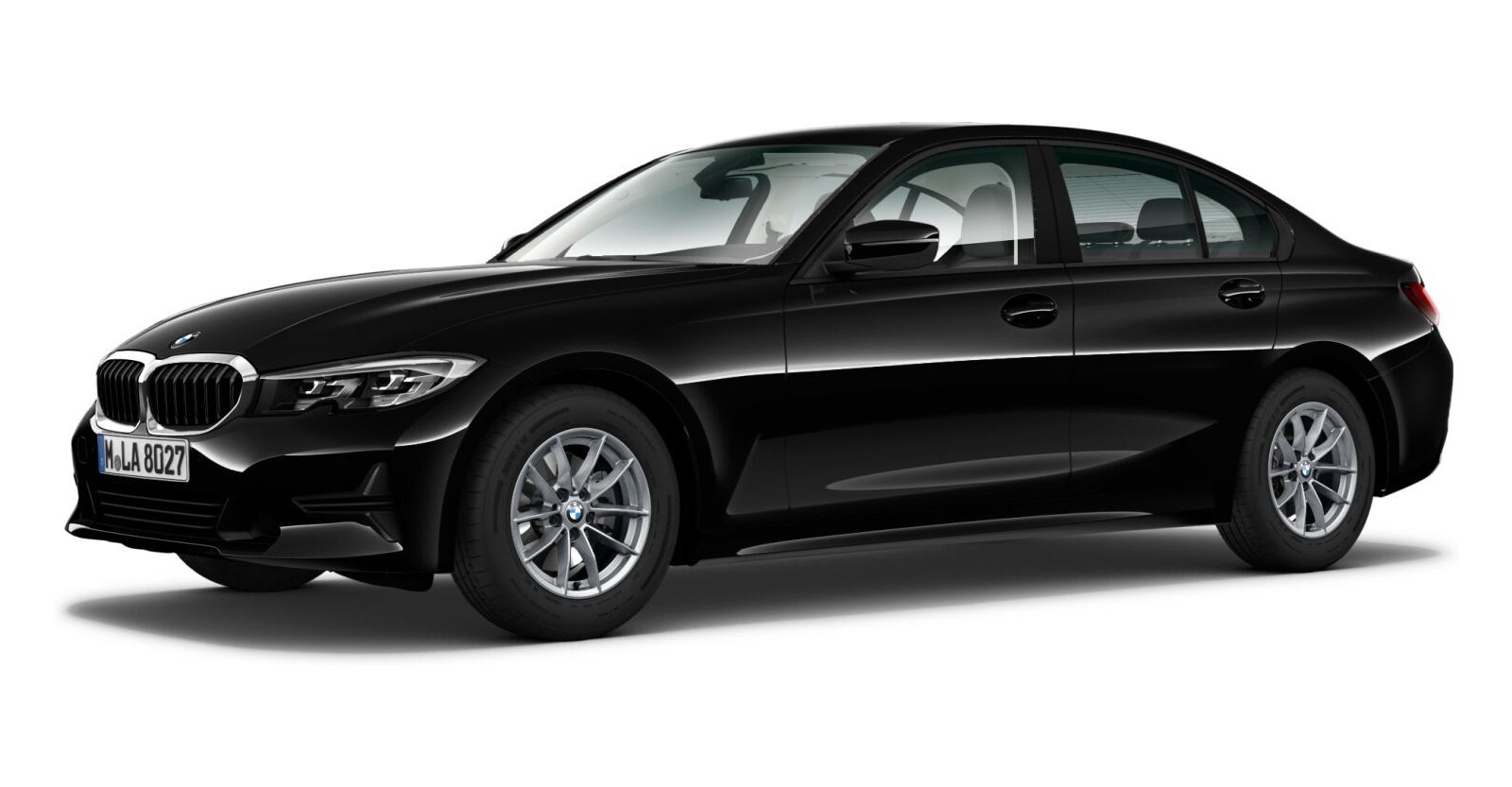 BMW 320i Limousine in Schwarz von vorne BMW 320i Limousine in Schwarz von vorne