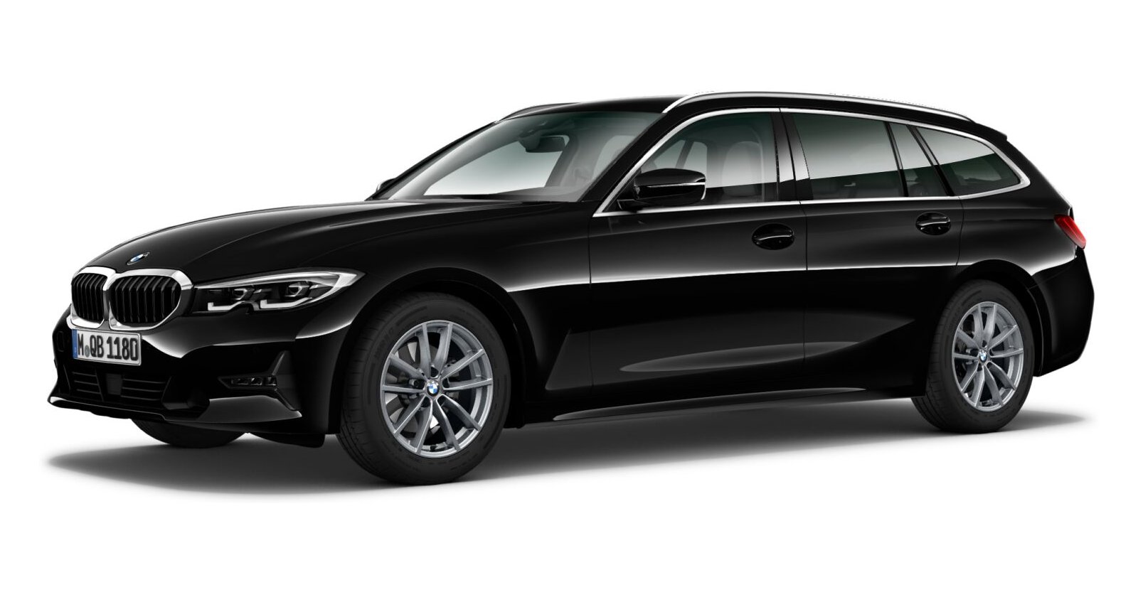 BMW 320d Touring in Schwarz von vorne BMW 320d Touring in Schwarz von vorne