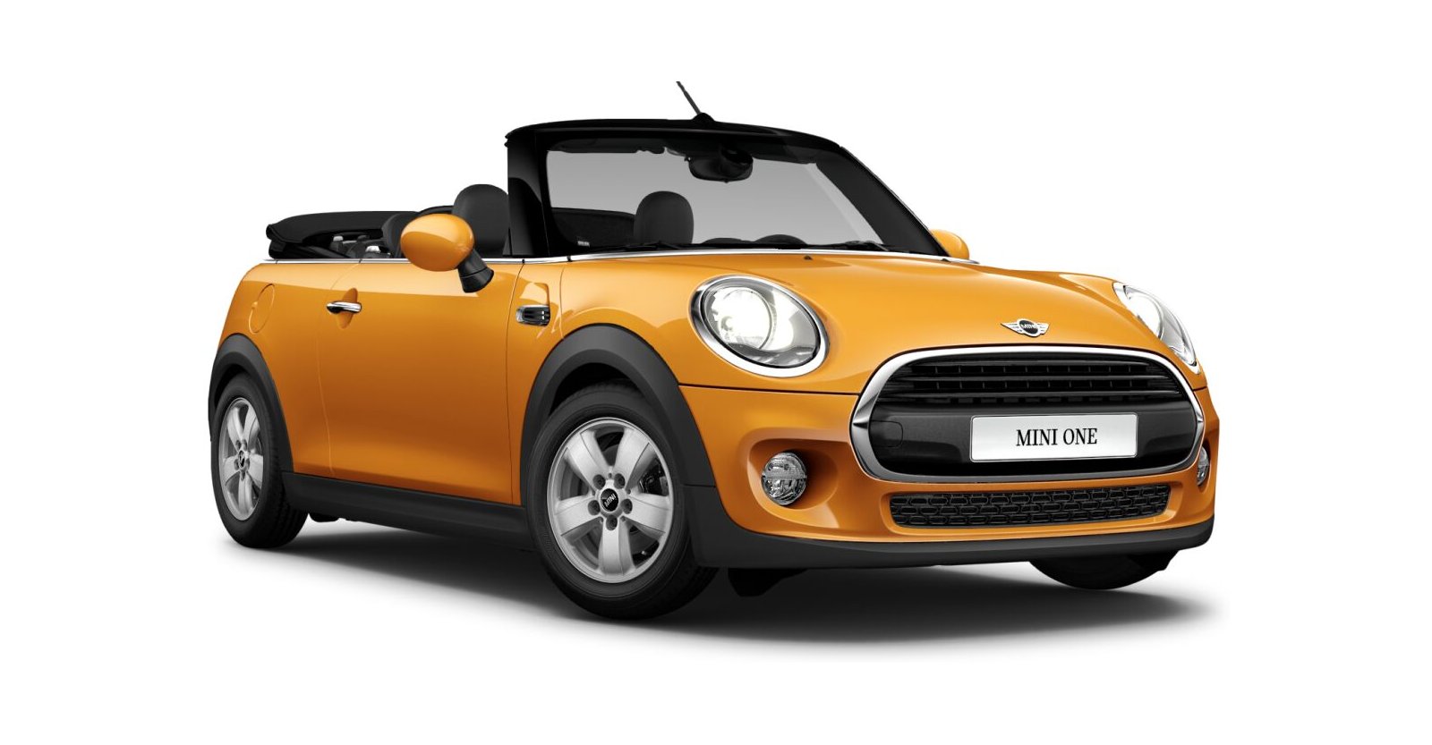 MINI One Cabrio in Orange von vorne MINI One Cabrio in Orange von vorne