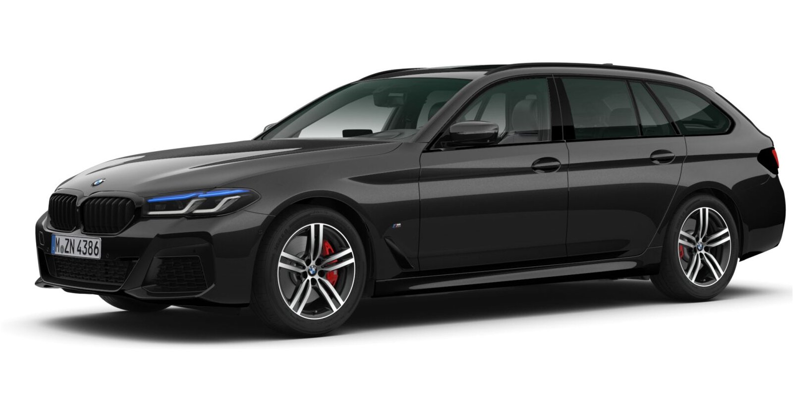 BMW 540d xDrive Touring in Schwarz von vorne