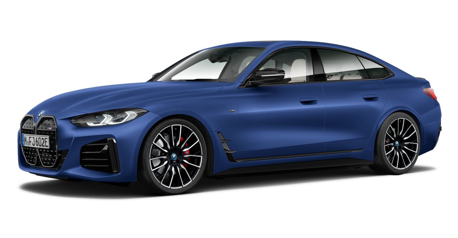 BMW i4 M50 Gran Coupé in Blau von vorne