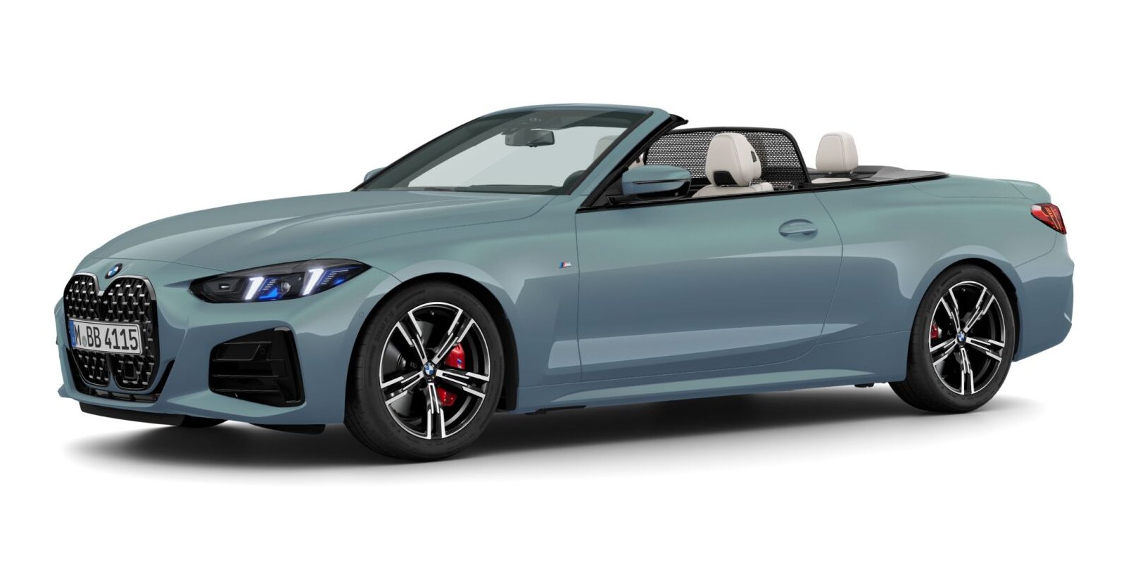 BMW 420i Cabrio in Grün von vorne