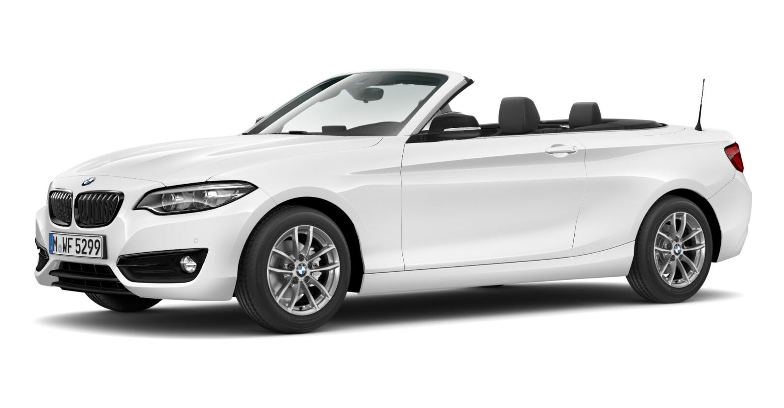 BMW 218i Cabrio in Weiß von vorne