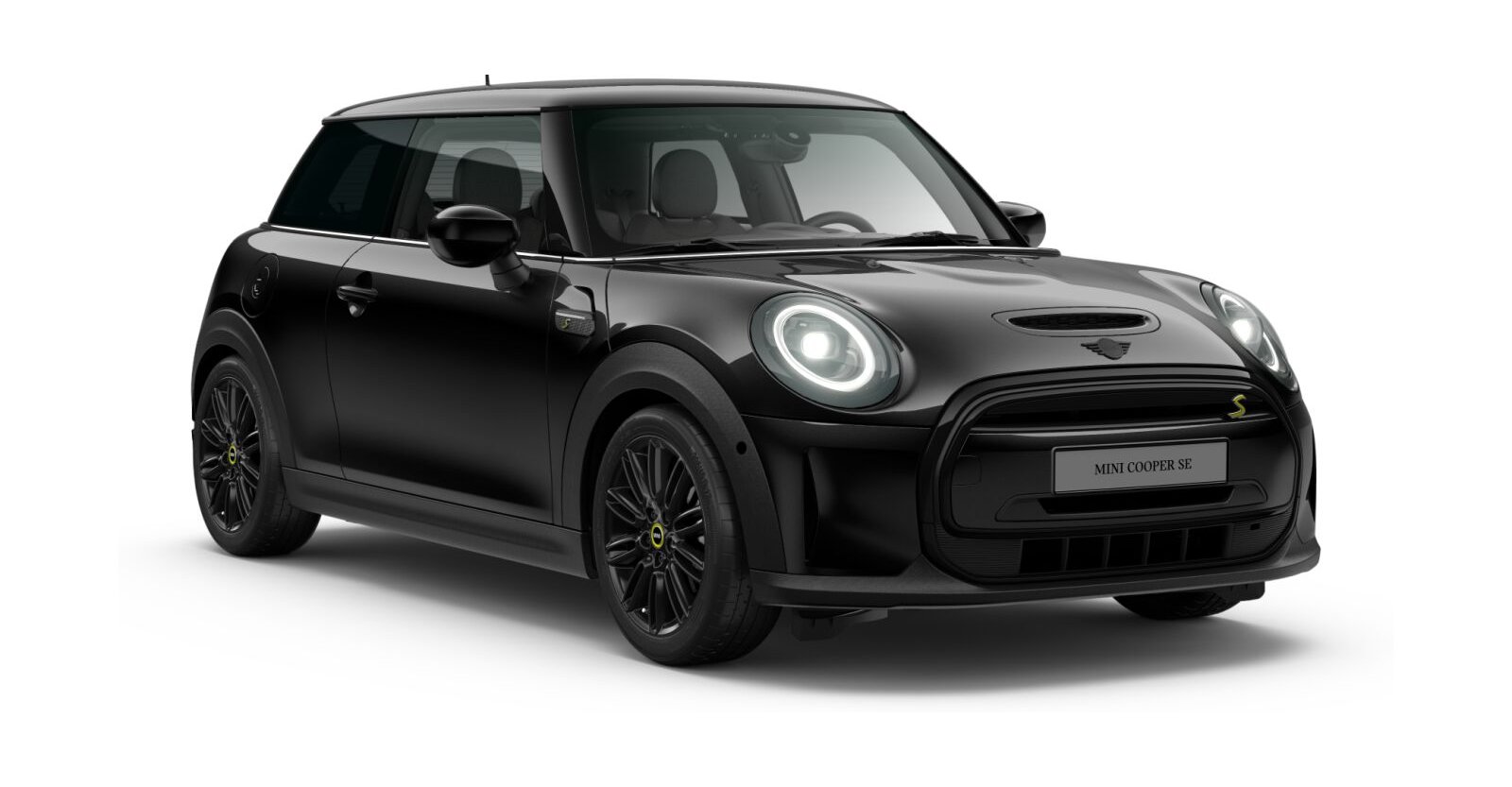MINI Cooper SE in Schwarz von vorne