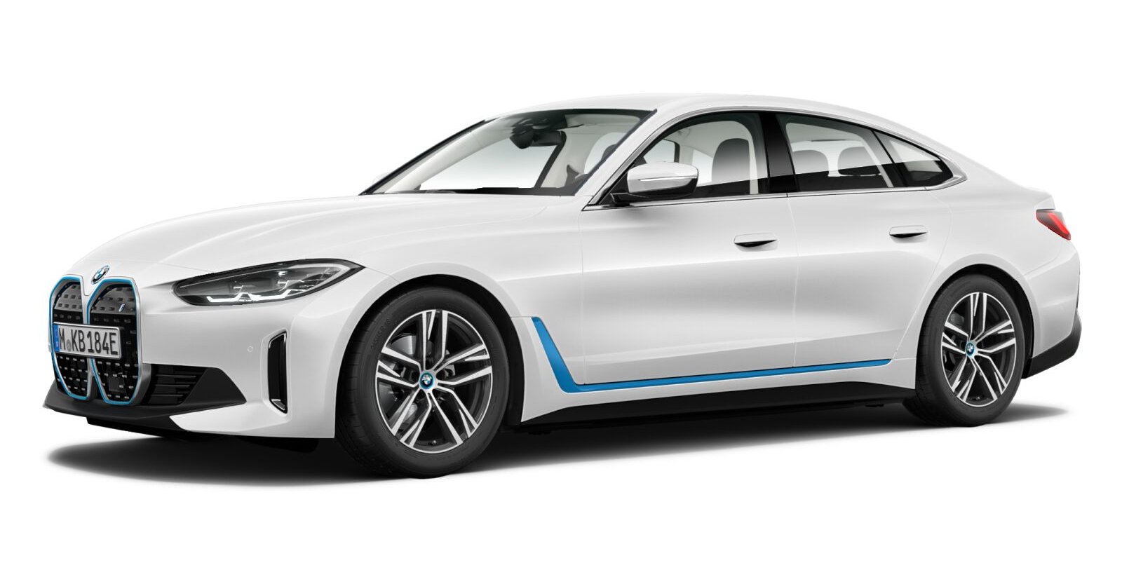 BMW i4 eDrive40 Gran Coupé in Weiß von vorne