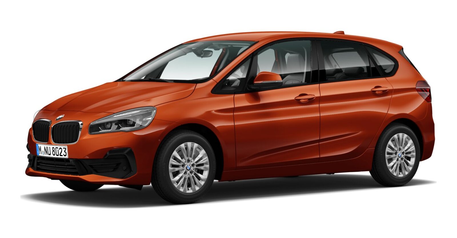 BMW 218i Active Tourer in Orange von vorne