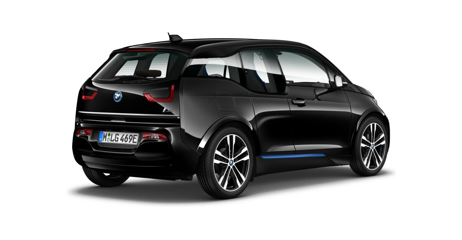 BMW BMW I in Schwarz von hinten BMW BMW I in Schwarz von hinten