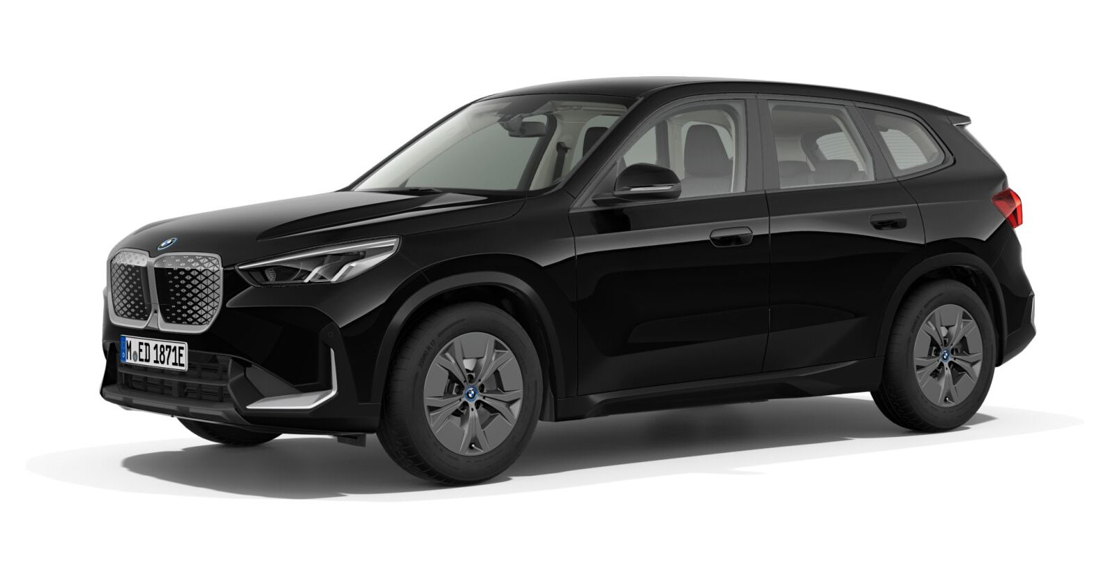 BMW iX1 xDrive30 in Schwarz von vorne