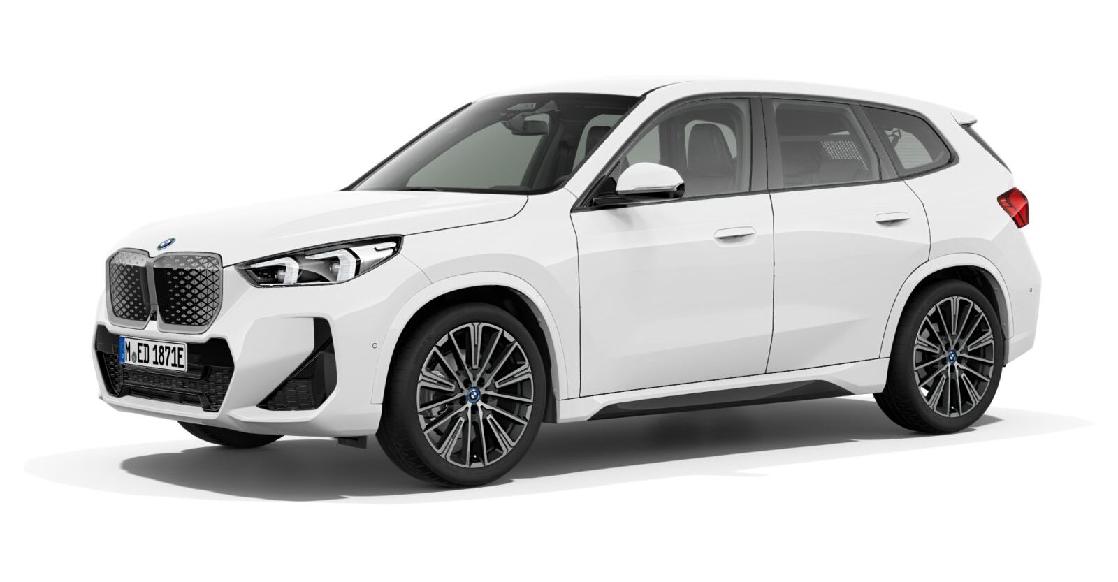 BMW iX1 xDrive30 in Weiß von vorne