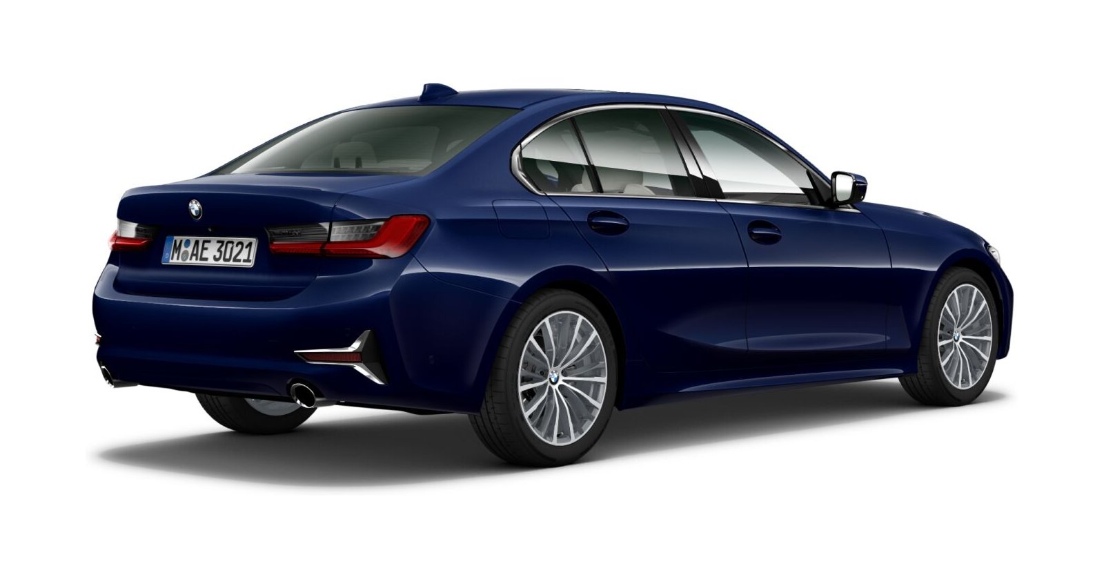 BMW BMW 3er in Blau von hinten