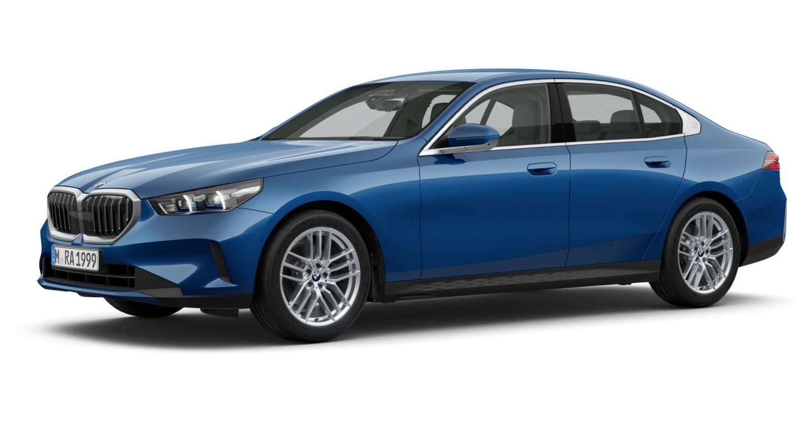 BMW 520d Limousine in Blau von vorne