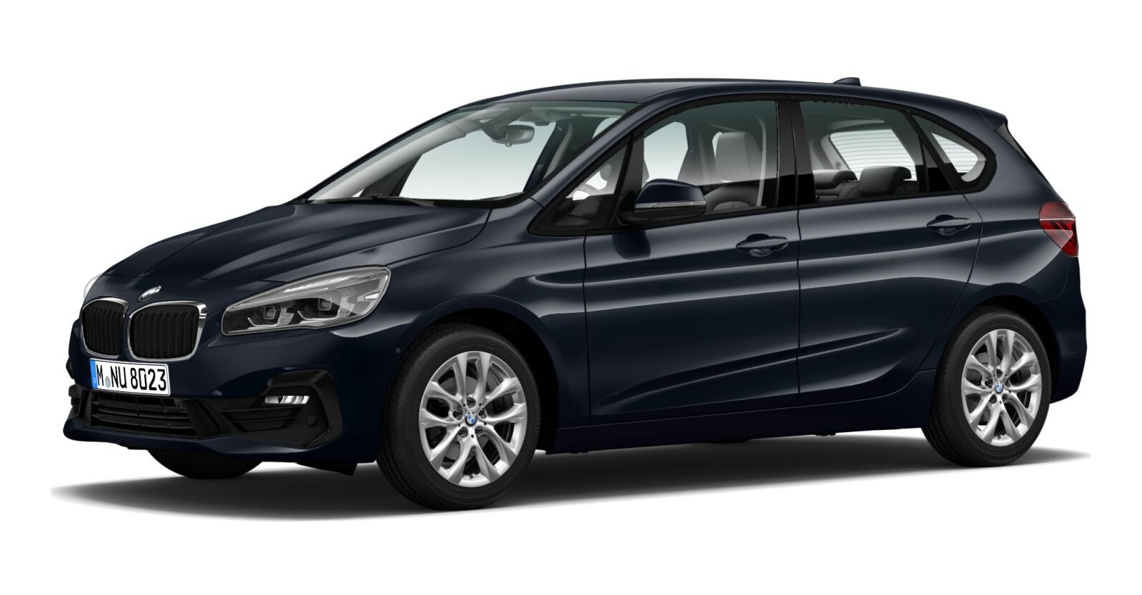 BMW 218d Active Tourer in Blau von vorne BMW 218d Active Tourer in Blau von vorne