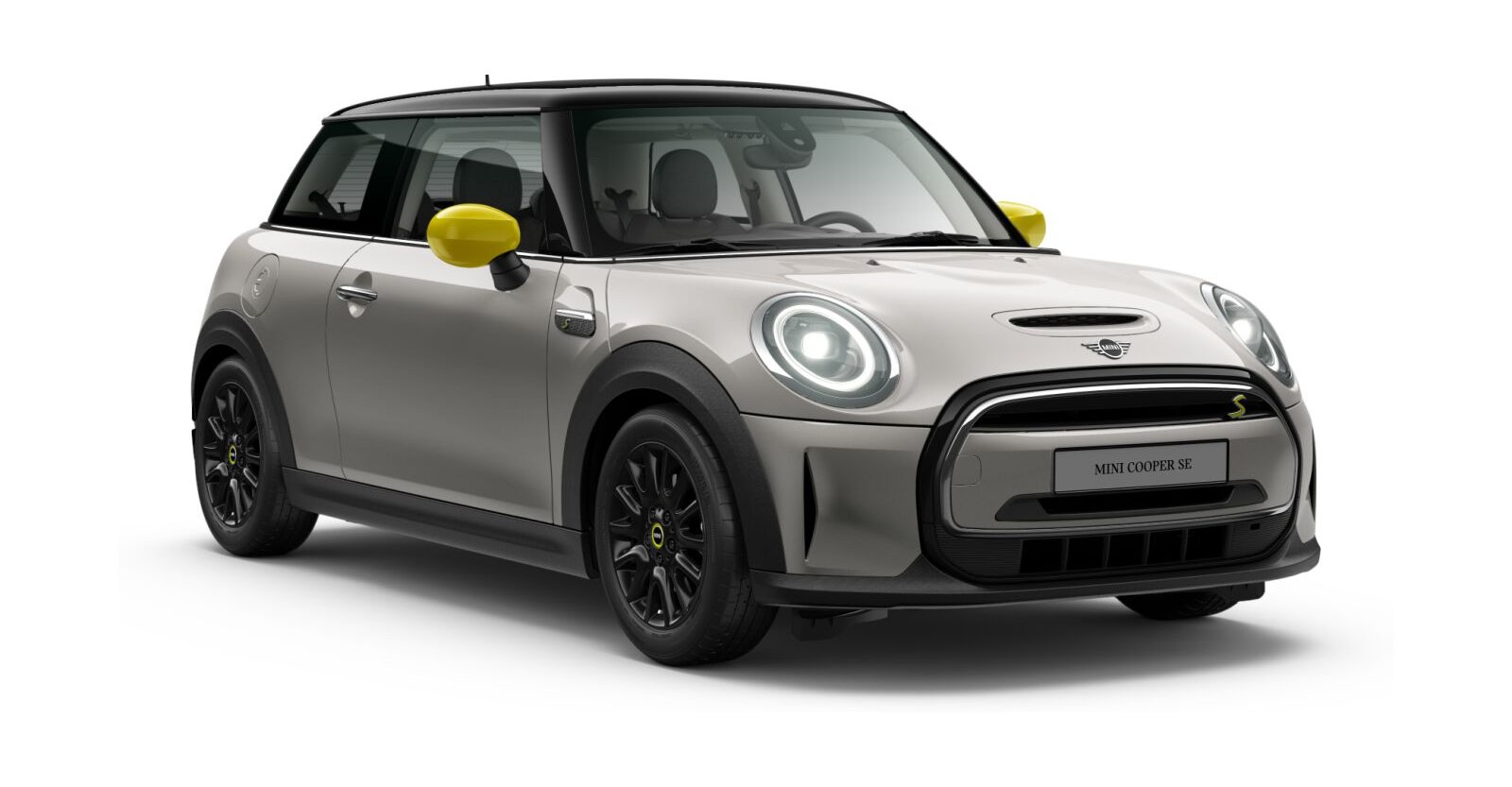 MINI Cooper SE in Silber von vorne