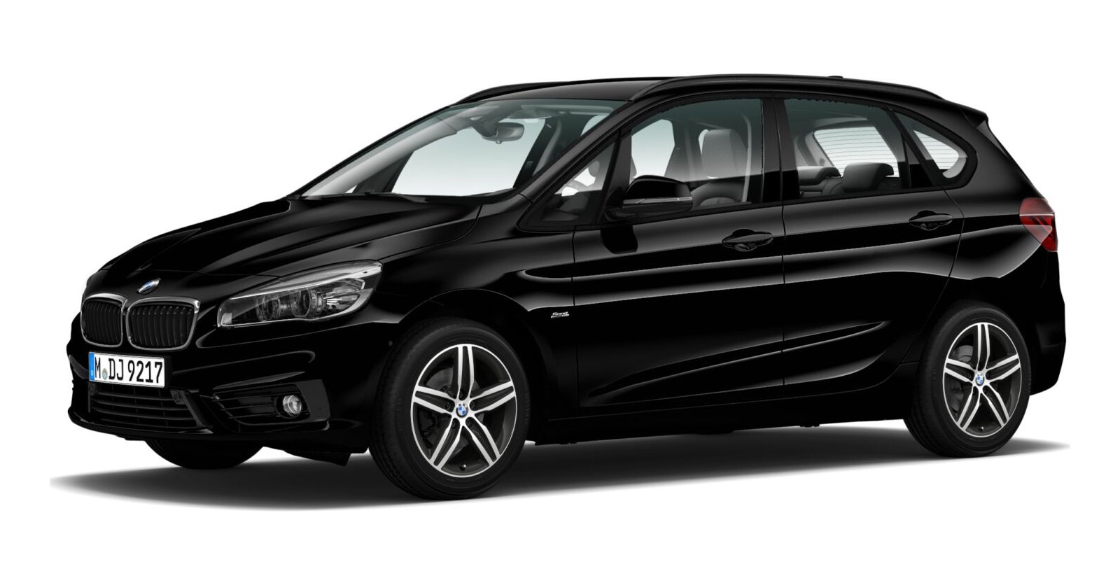 BMW 218d Active Tourer in Schwarz von vorne