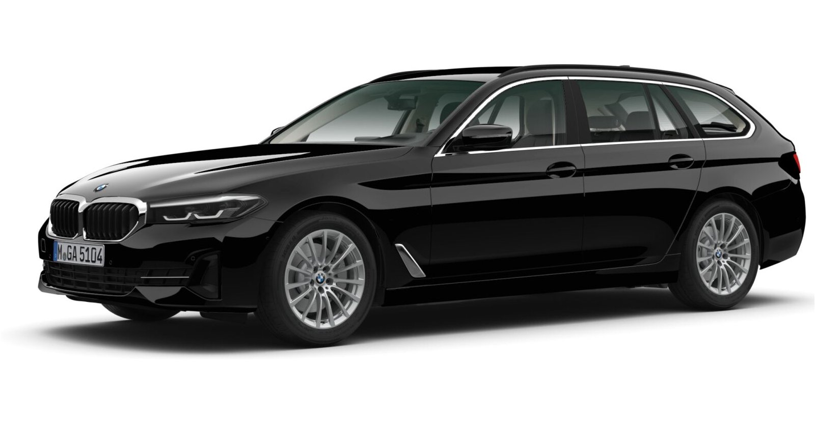 BMW 530i Touring in Schwarz von vorne BMW 530i Touring in Schwarz von vorne