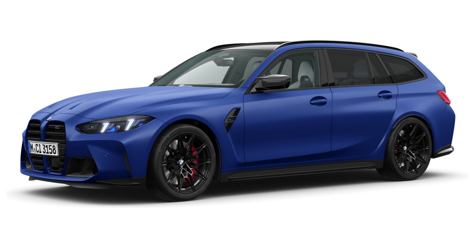 BMW M3 Competition Touring mit M xDrive in Blau von vorne BMW M3 Competition Touring mit M xDrive in Blau von vorne