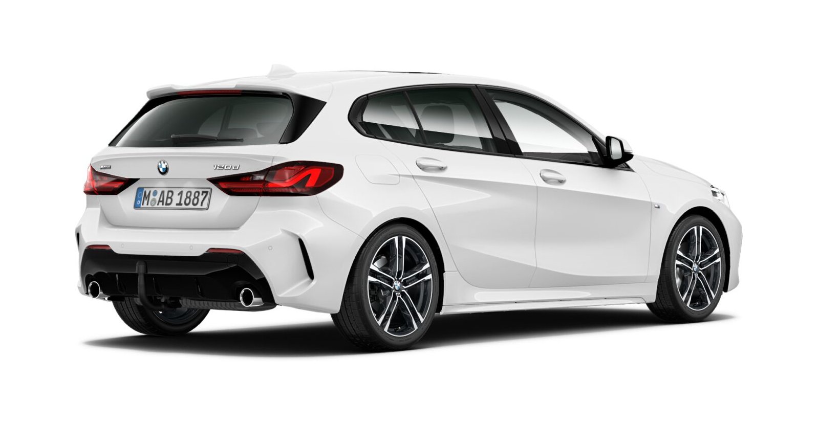 BMW BMW 1er in Weiß von hinten BMW BMW 1er in Weiß von hinten