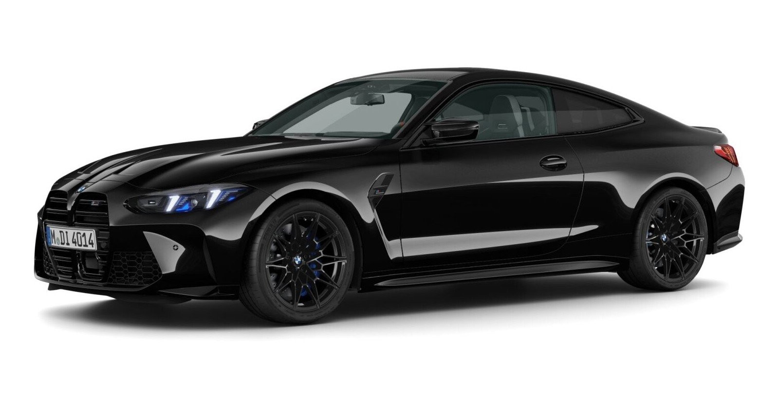 BMW M4 Competition Coupe mit M xDrive in Schwarz von vorne