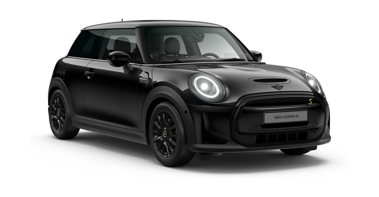 MINI Cooper SE in Schwarz von vorne