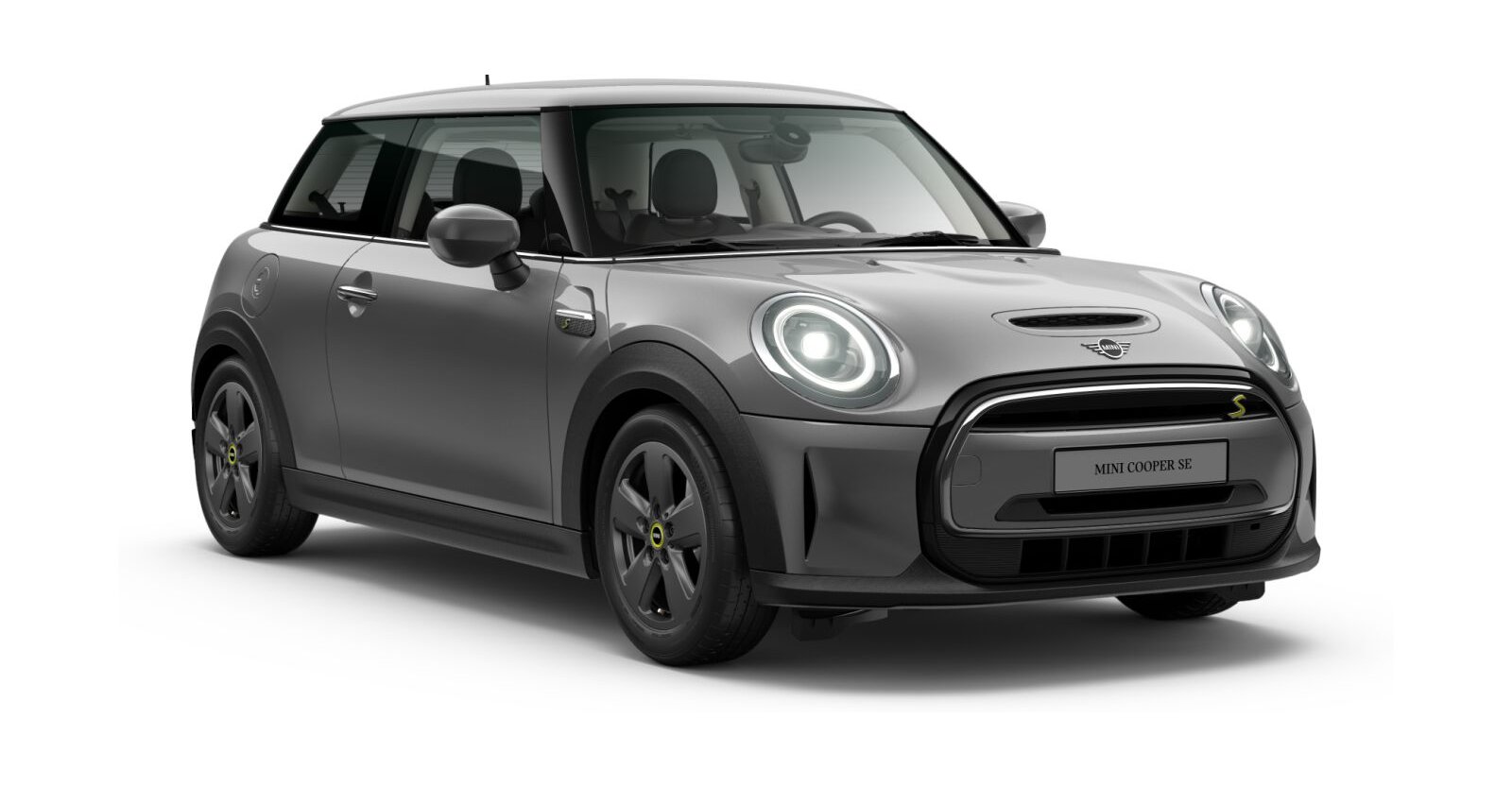 MINI Cooper SE in Grau von vorne