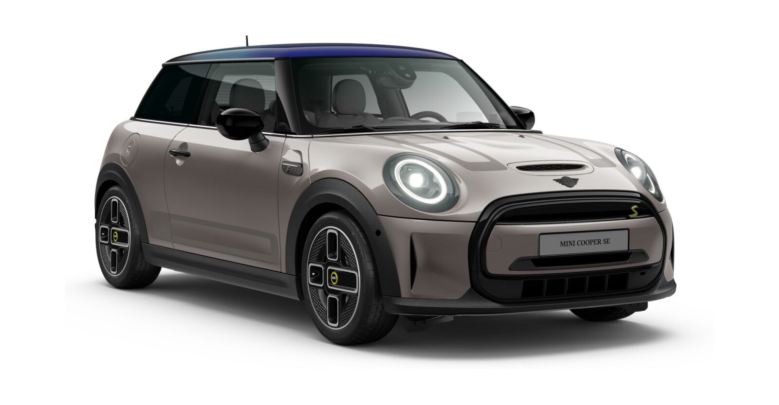 MINI Cooper SE in Grau von vorne