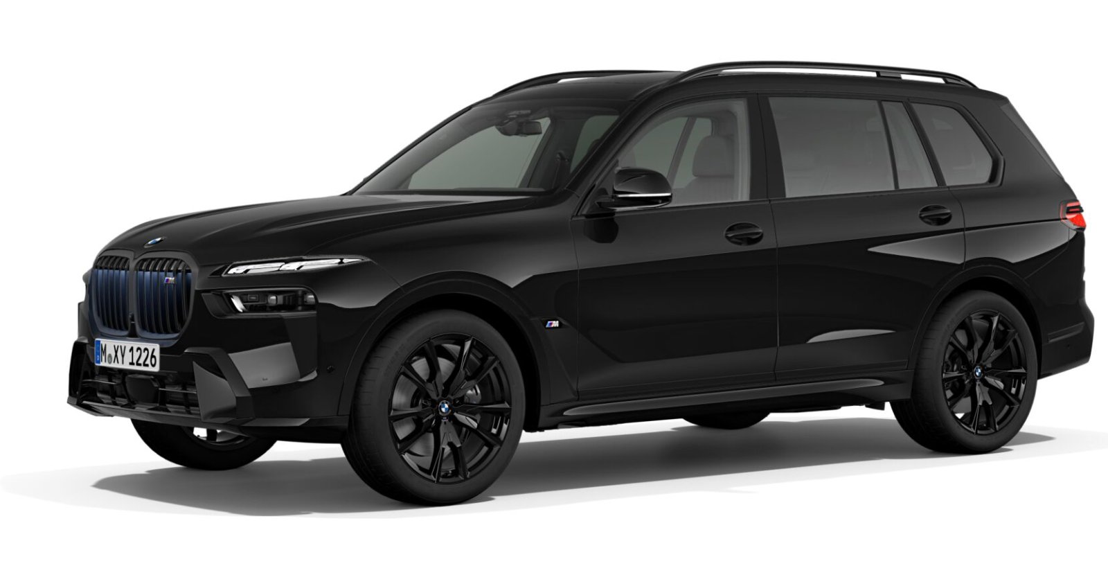 BMW X7 M60i xDrive in Schwarz von vorne BMW X7 M60i xDrive in Schwarz von vorne
