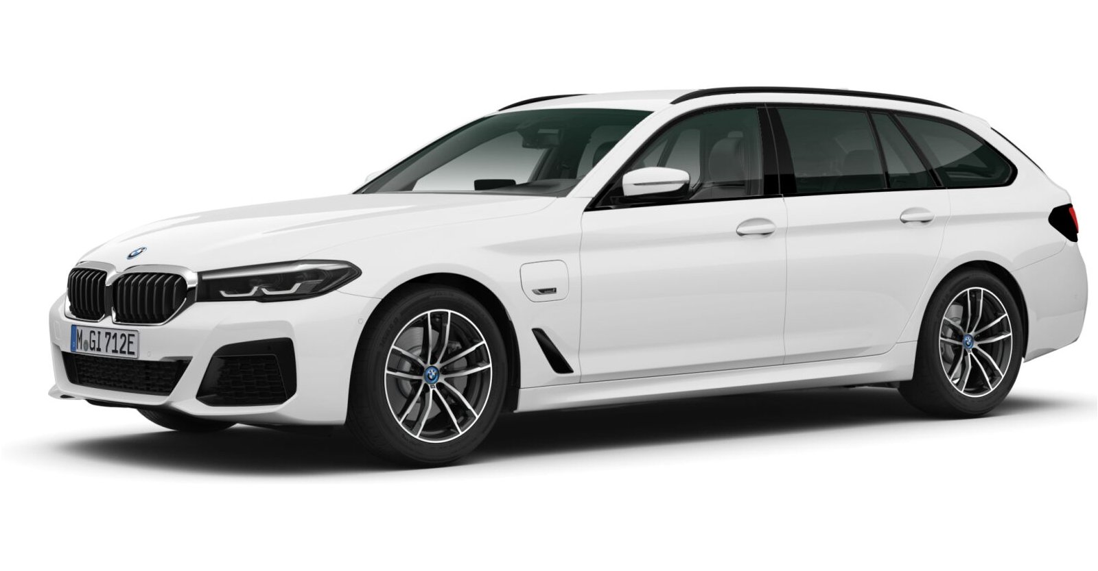 BMW 530e Touring in Weiß von vorne