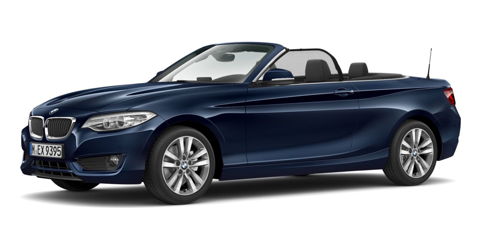 BMW 220d Cabrio in Blau von vorne