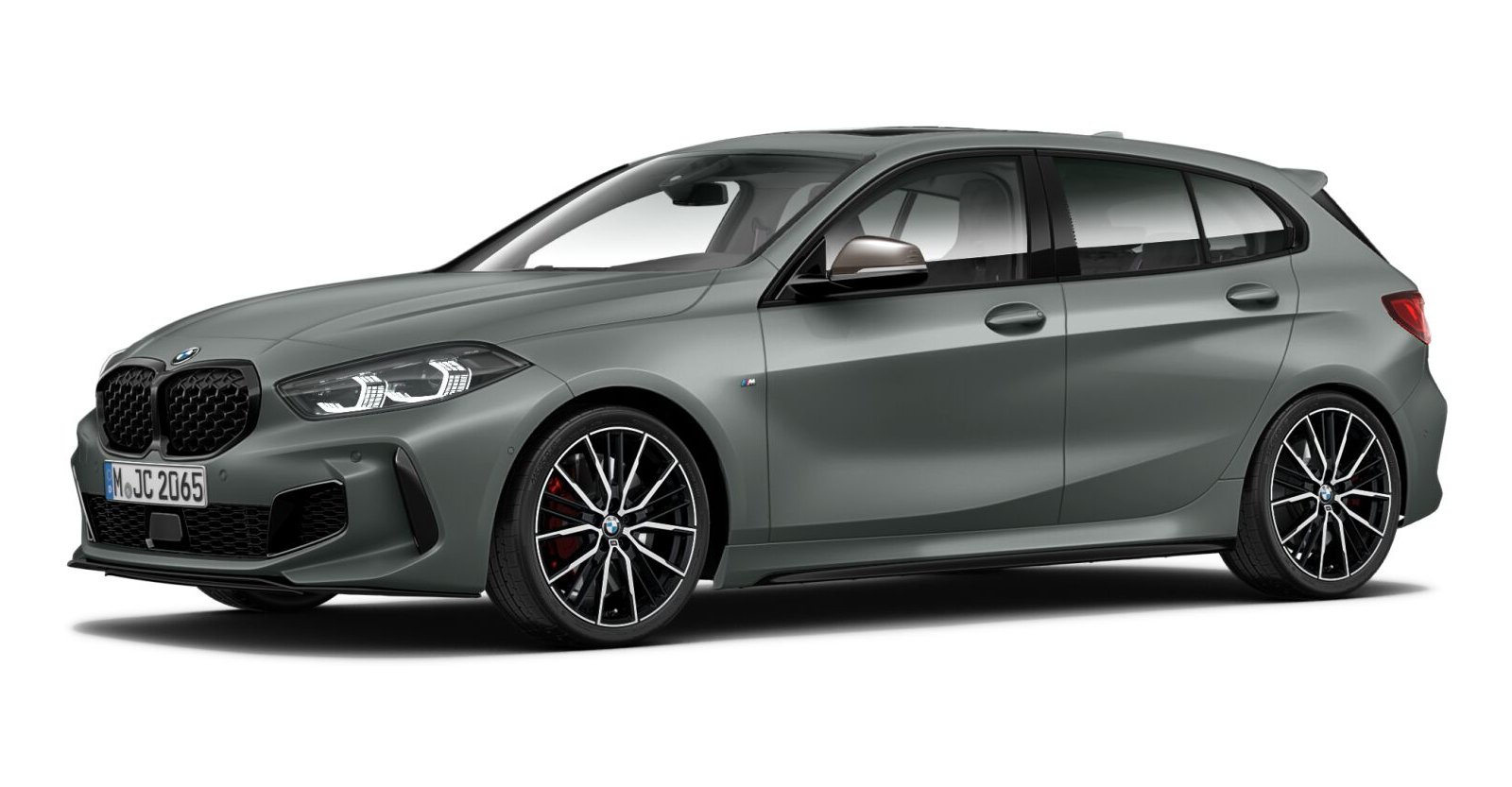 BMW M135i xDrive in Grau von vorne