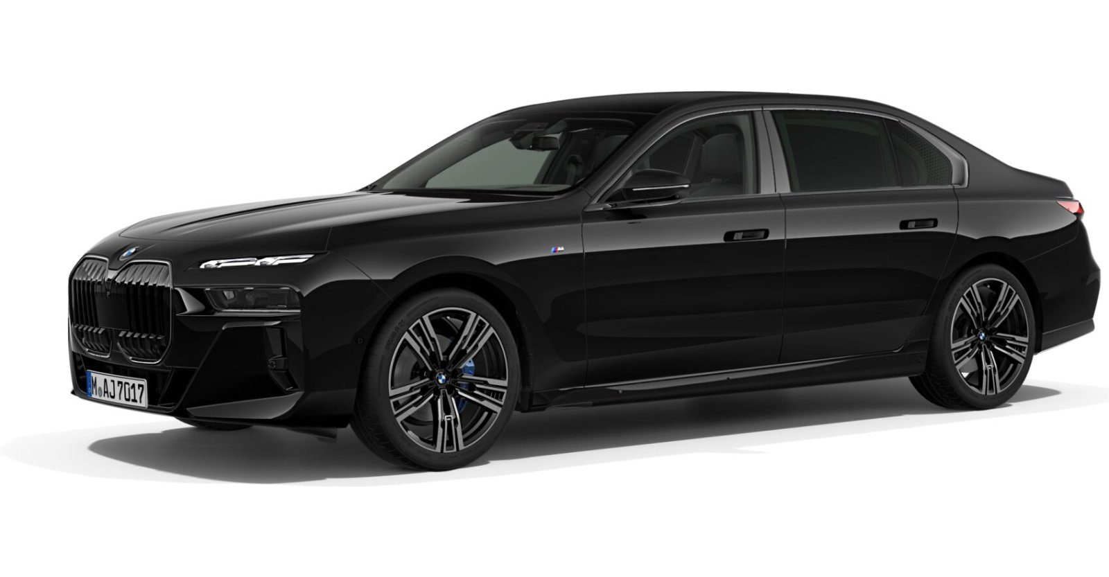 BMW 740d xDrive Limousine in Schwarz von vorne
