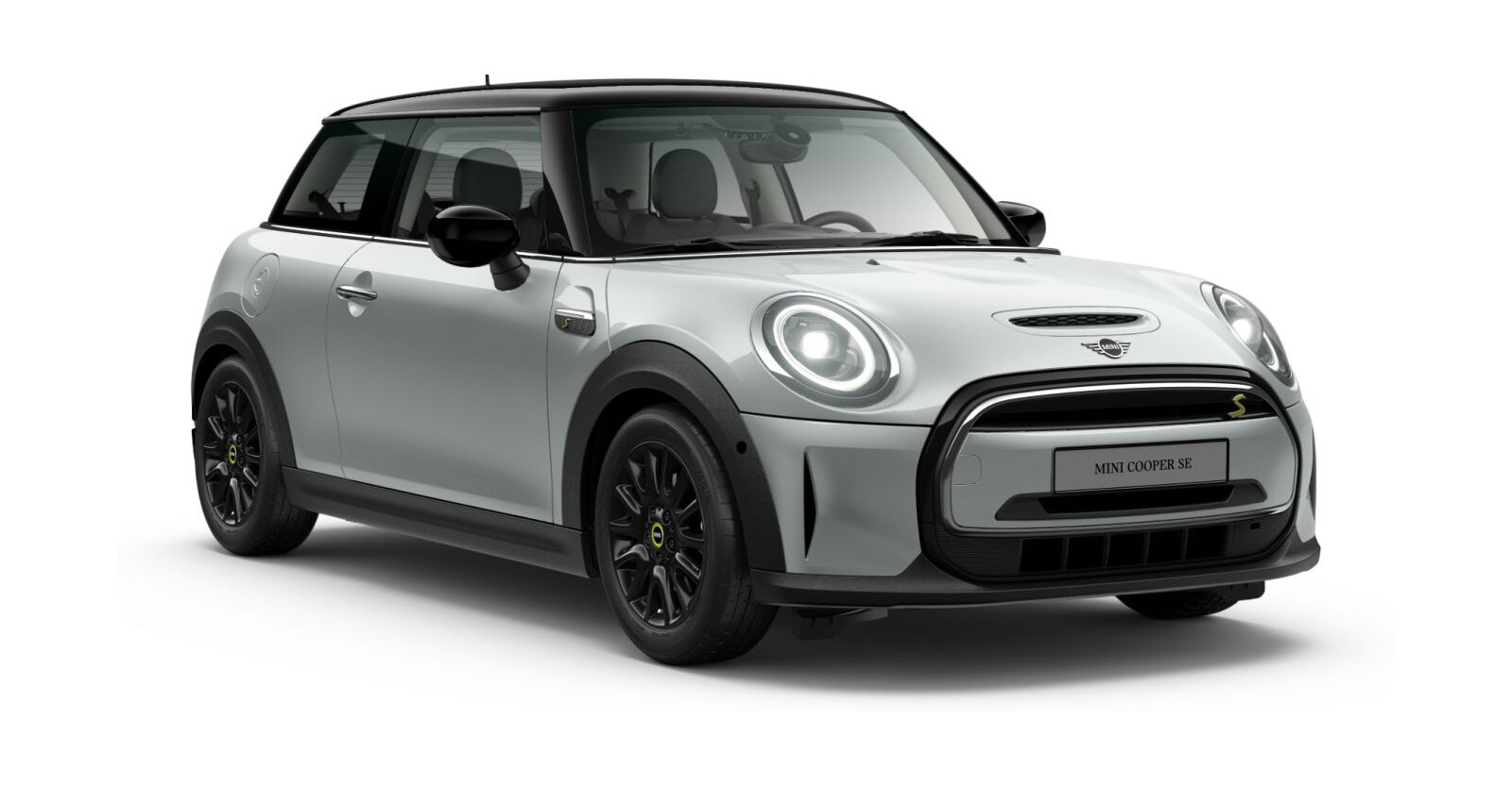 MINI Cooper SE in Silber von vorne