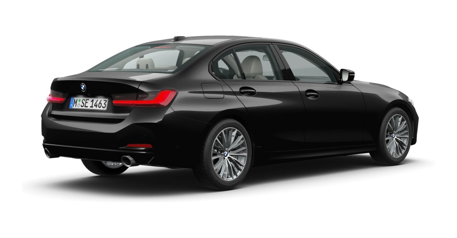 BMW BMW 3er in Schwarz von hinten